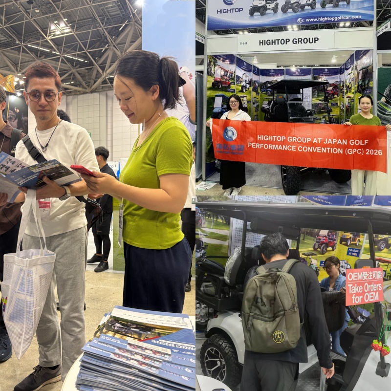 Hightop booth at GPC Tokyo 2026 showcasing HTGF2+2 4 passenger electric golf cart to international buyers.jpg