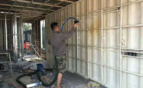What is the effect of the polyurethane spraying machine for the insulation of light steel villas